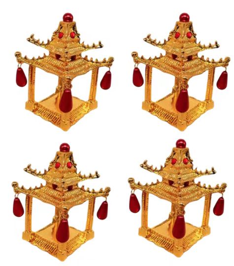 Gold & Red Pagoda Set of 4 Napkin Rings