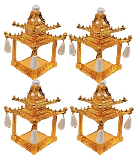 Gold & Pearl Pagoda Set of 4 Napkin Rings