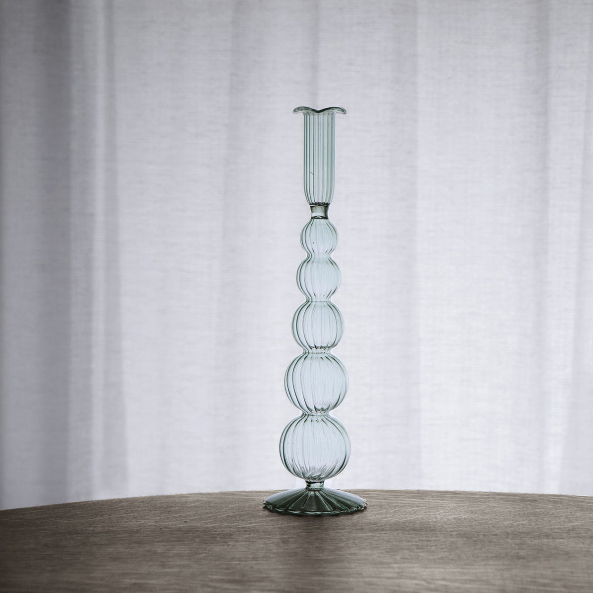 GLASS Cambridge Olivia 12" Candlestick Holder Set of 2 (Light Green)