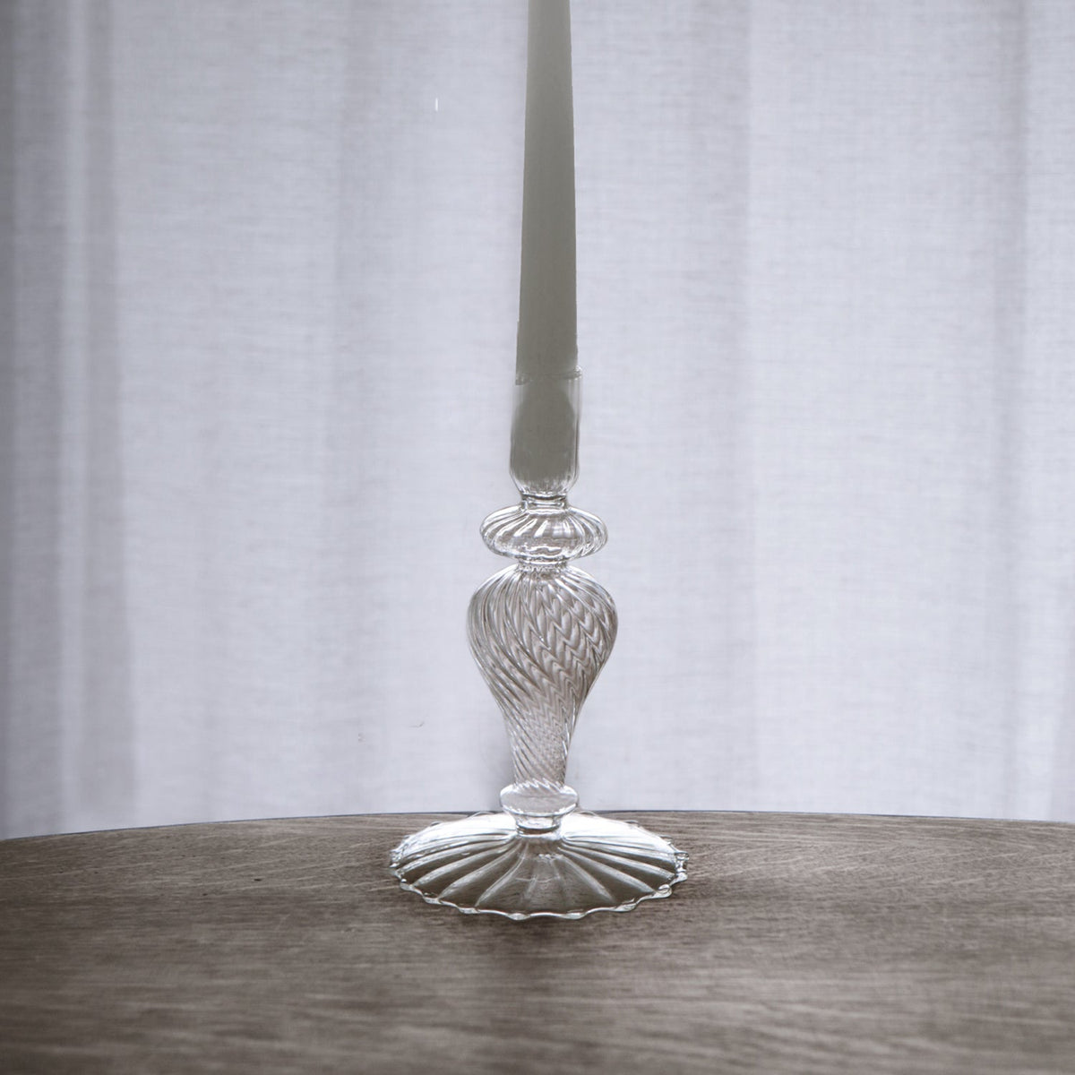 GLASS Cambridge Daphne 8.5" Candlestick Holder Set of 2 (Clear)