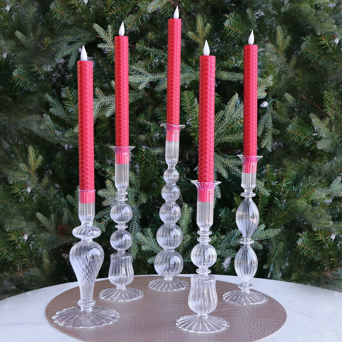 GLASS Cambridge Daphne 8.5" Candlestick Holder Set of 2 (Clear)