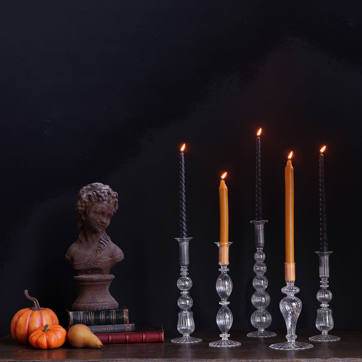 GLASS Cambridge Daphne 8.5" Candlestick Holder Set of 2 (Clear)