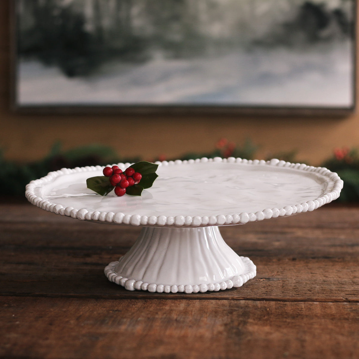 VIDA Alegria Pedestal Cake Plate White