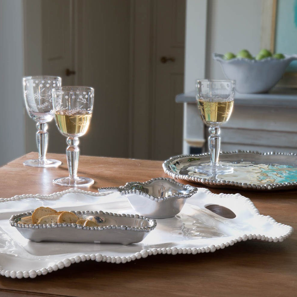 VIDA Alegria Rectangular Tray with Handles (White)