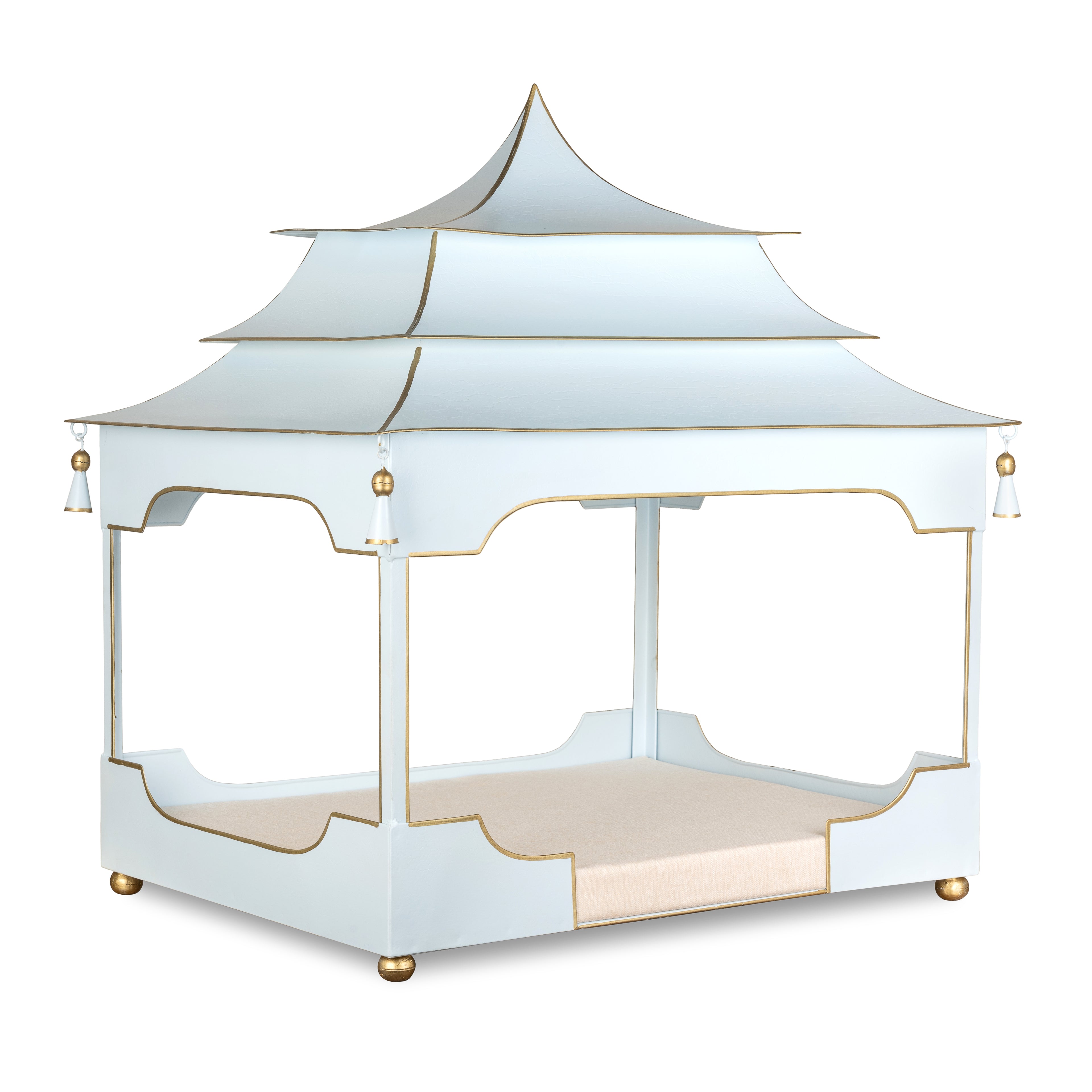 Pagoda Pet Bed Pale blue and Gold