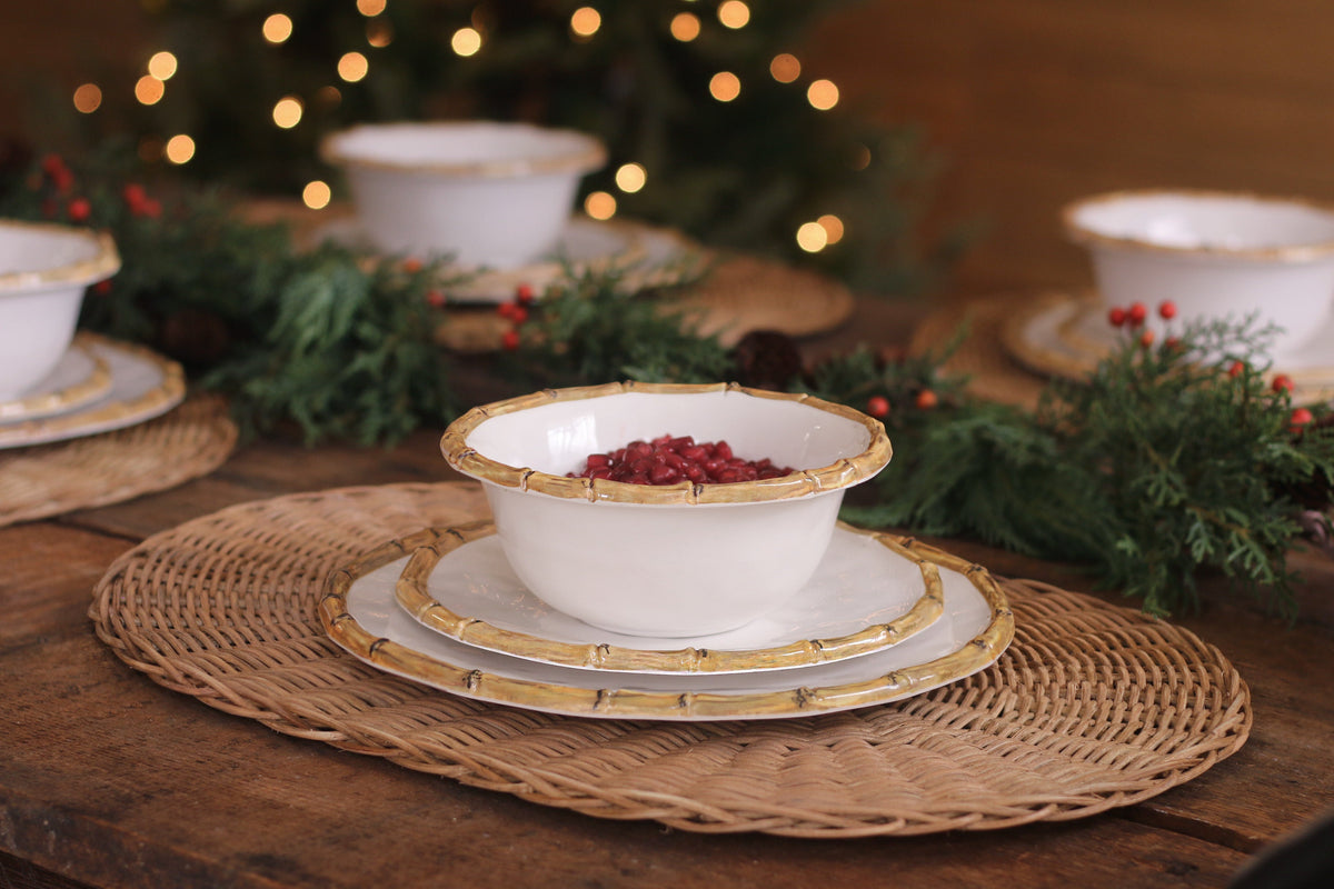 VIDA Bamboo Dinner Plate Set of 4 (White and Natural)
