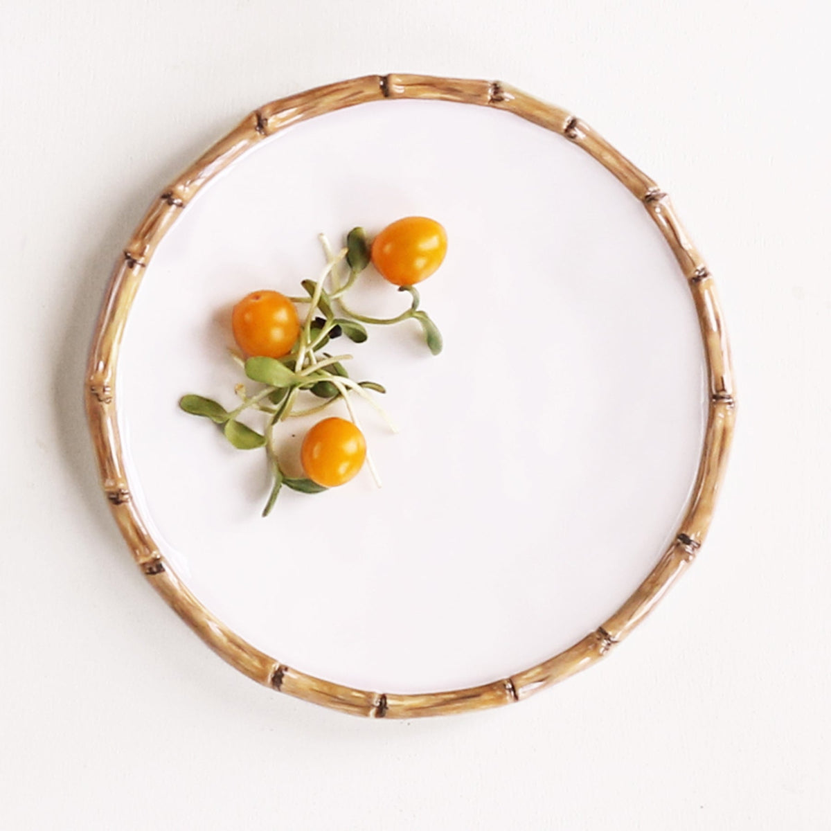 VIDA Bamboo Salad Plate Set of 4 (White and Natural)