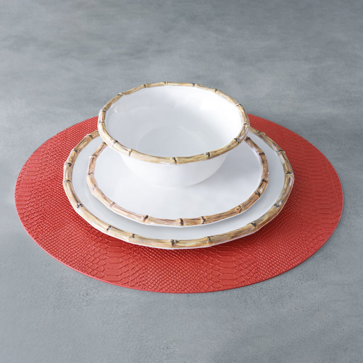 VIDA Bamboo Salad Plate Set of 4 (White and Natural)