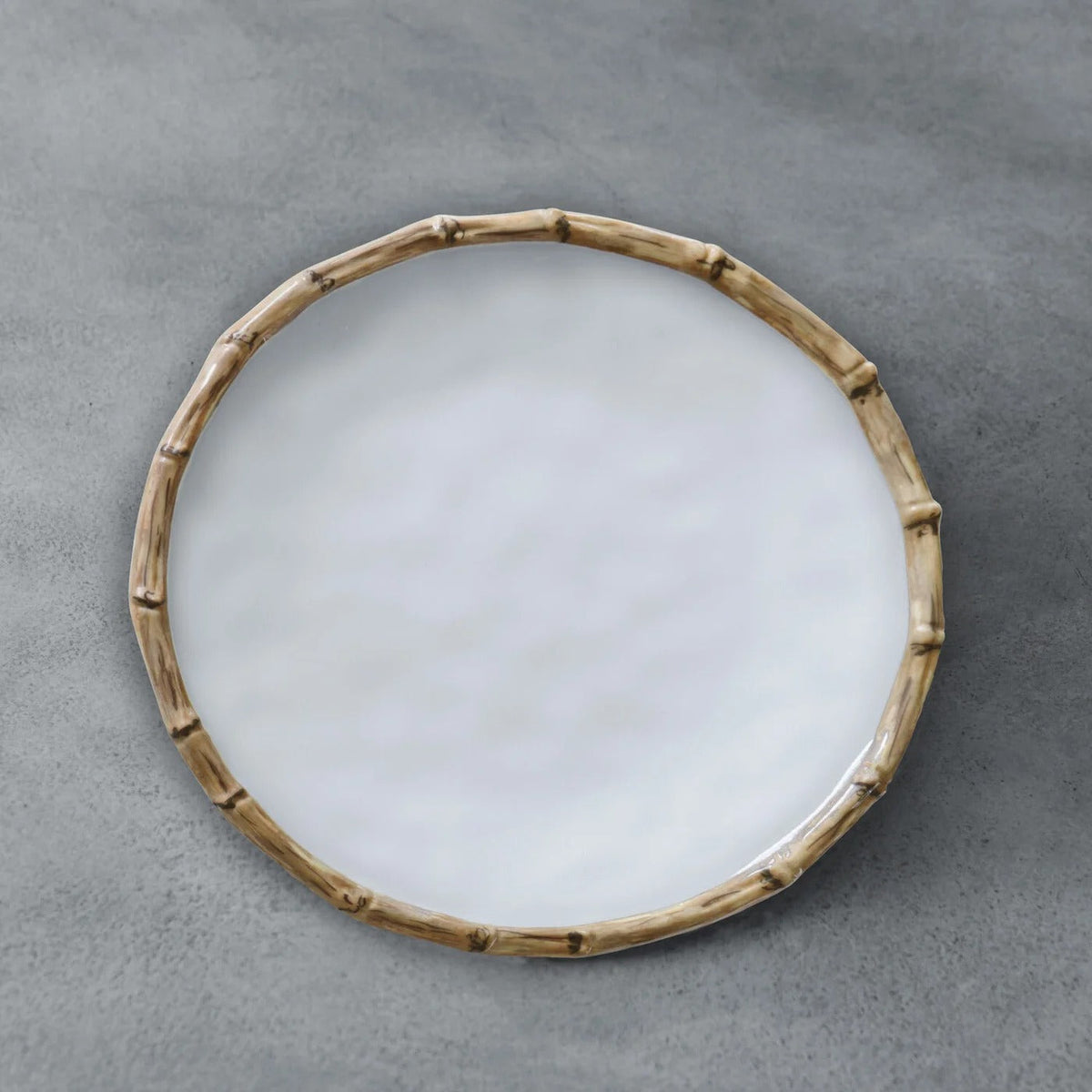 VIDA Bamboo Salad Plate Set of 4 (White and Natural)