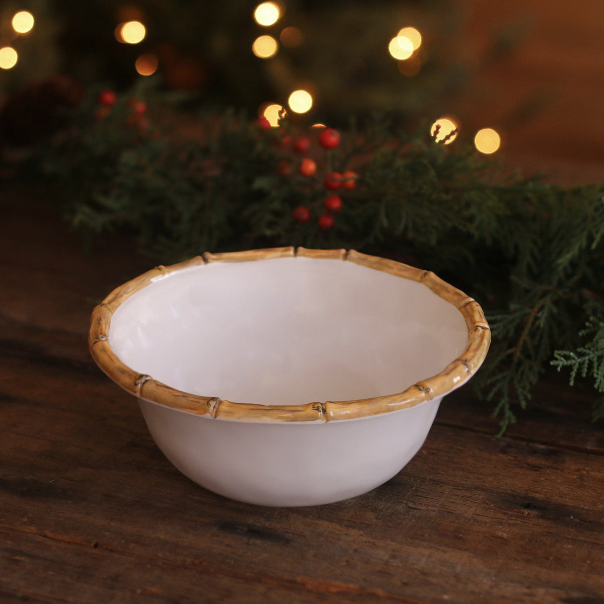 VIDA Bamboo Cereal Bowl Set of 4 (White and Natural)