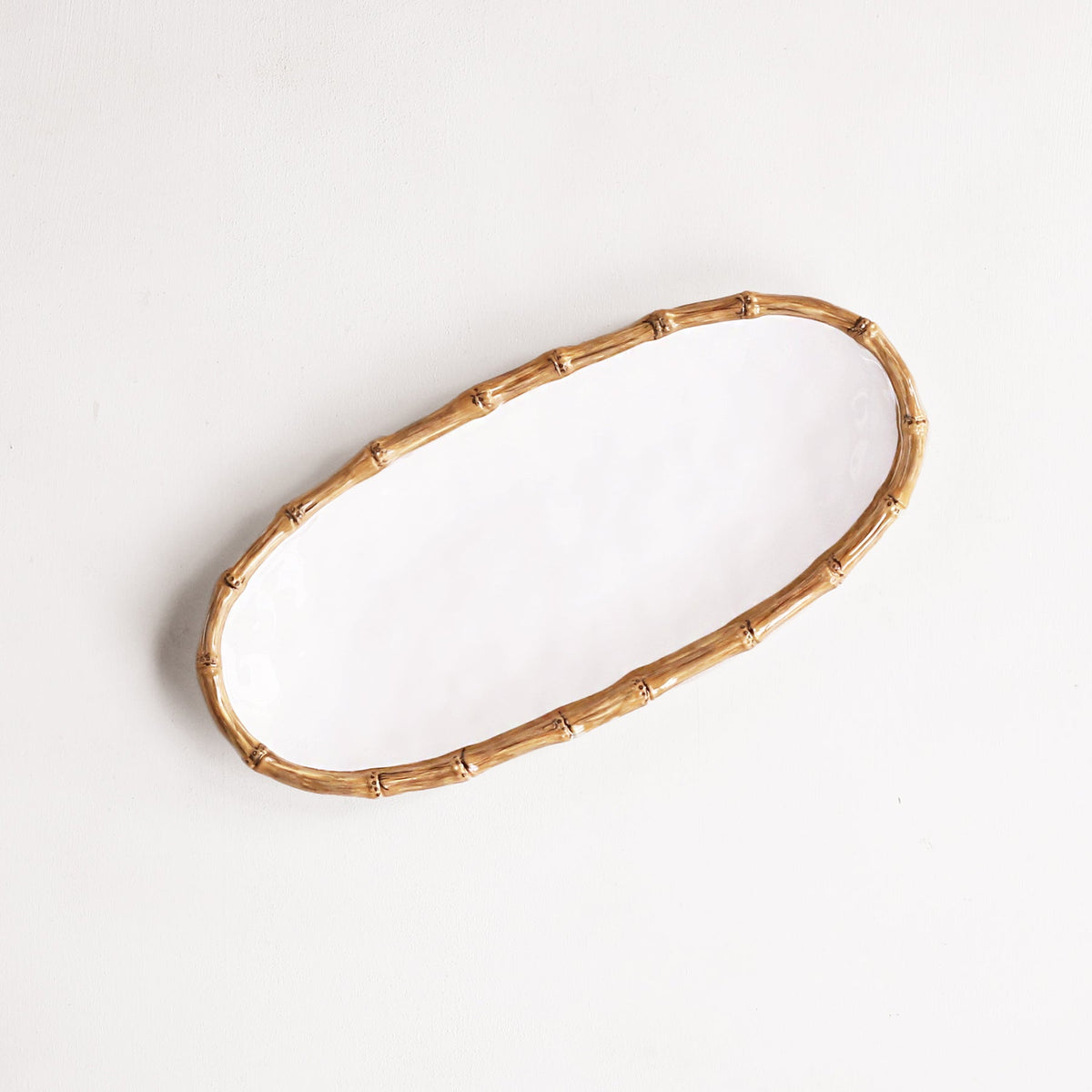 VIDA Bamboo Medium Oval Platter (White and Natural)