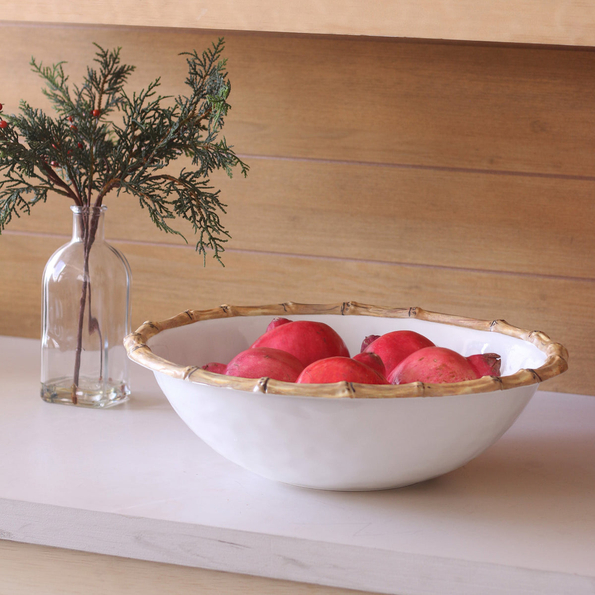 VIDA Bamboo Large Salad Bowl (White and Natural)