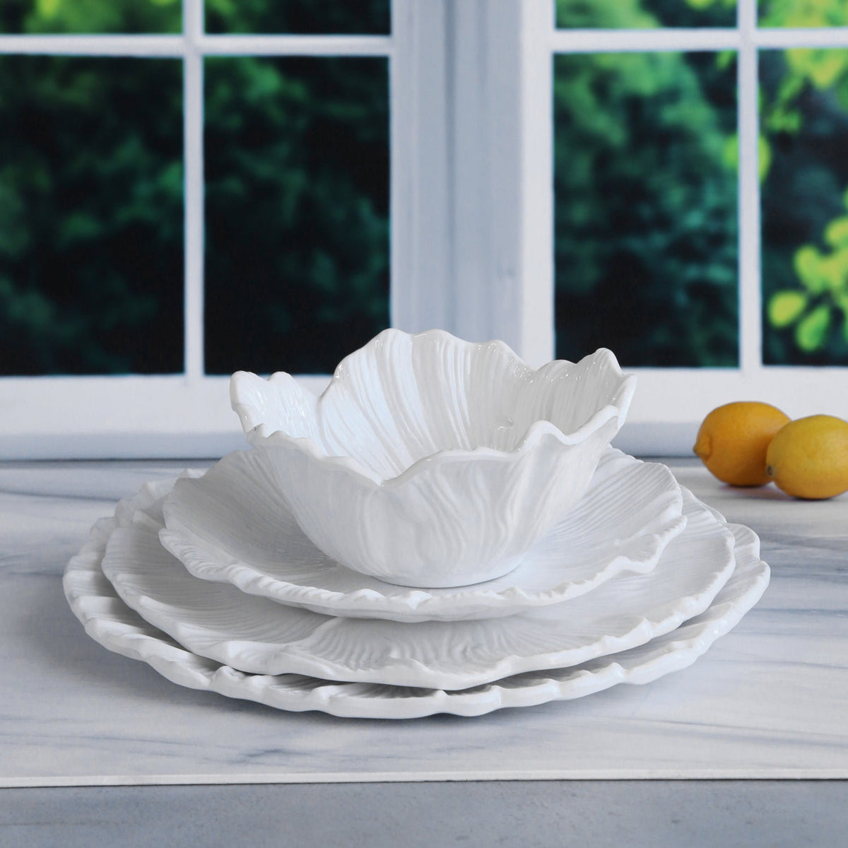VIDA Lettuce Salad Plate Set of 4  (White)