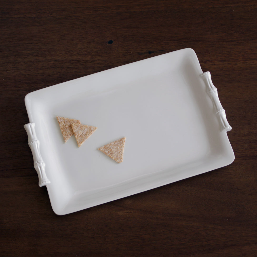 VIDA Bamboo Medium Rectangular Tray (White)