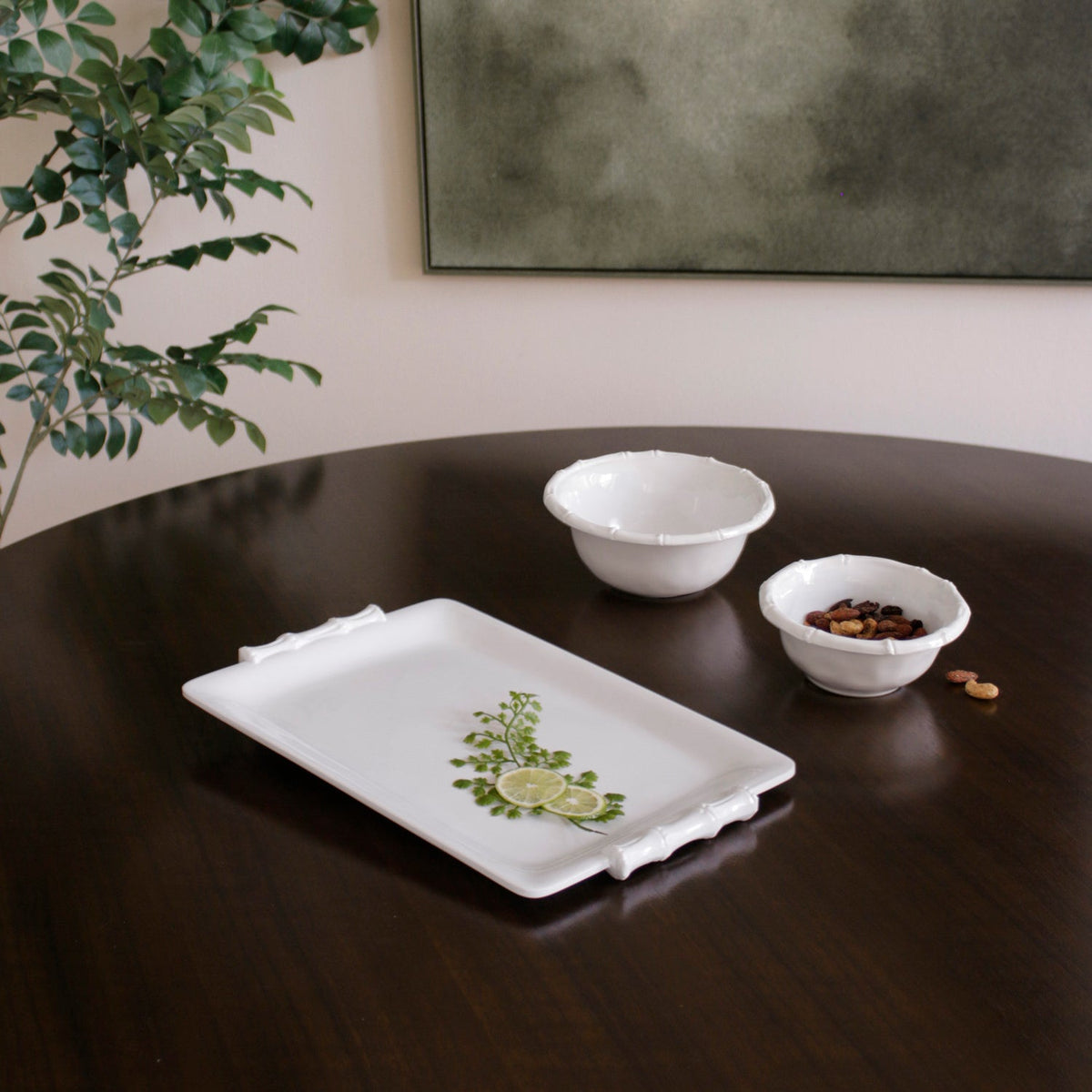VIDA Bamboo Medium Rectangular Tray (White)