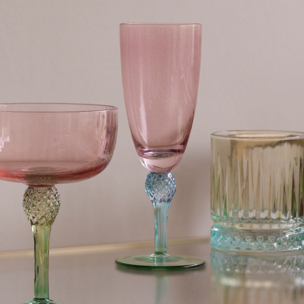 GLASS Aquarelle Flute Set of 4 (Multi)  10 fl oz