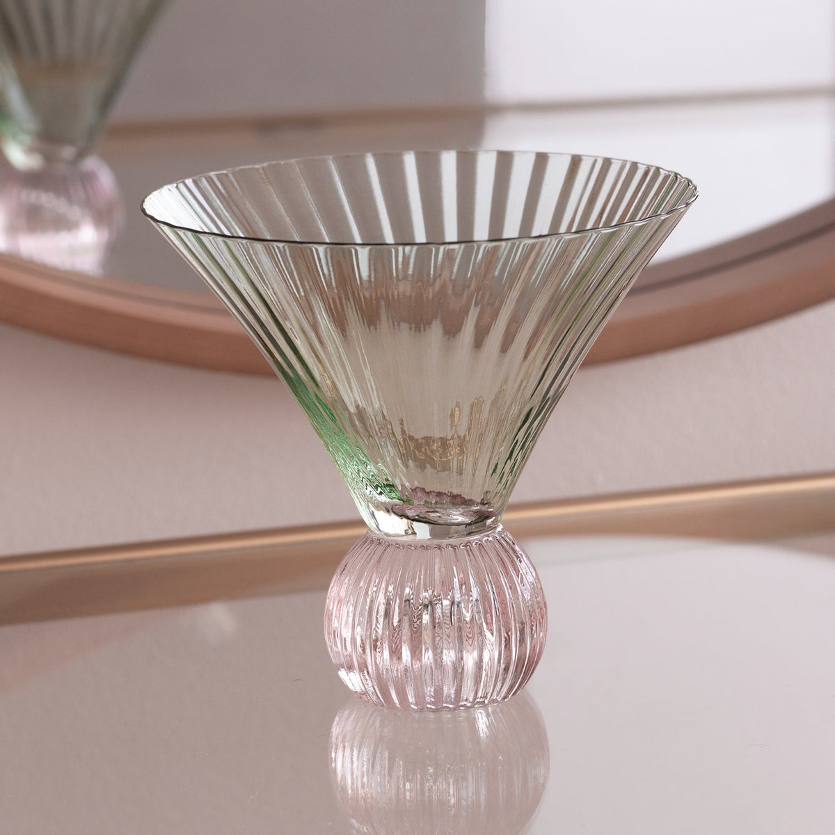GLASS Venice Martini Set of 4 (Green and Pink) 8 fl oz