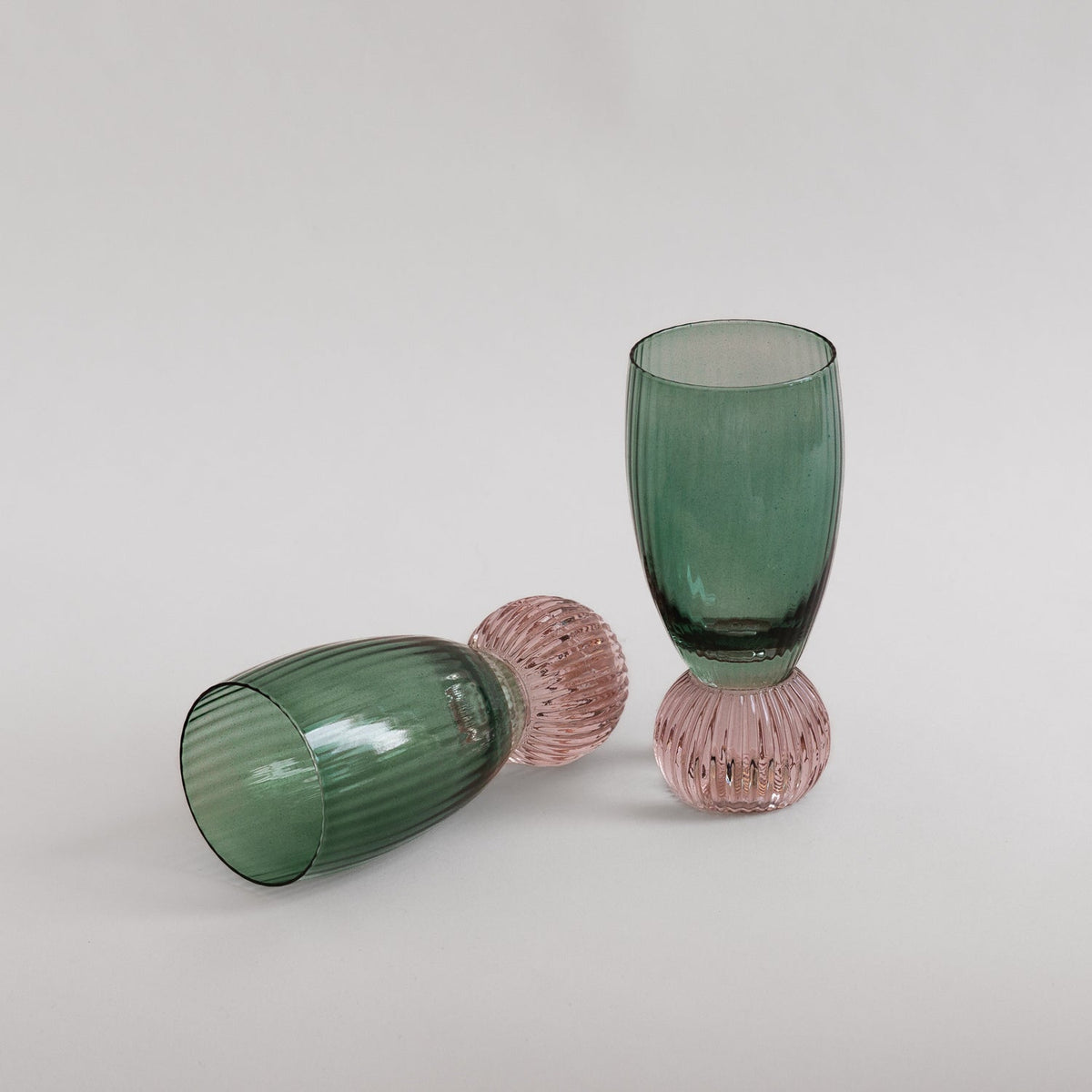 GLASS Venice Shot Glass Set of 4 (Green and Lavender) 6 fl oz