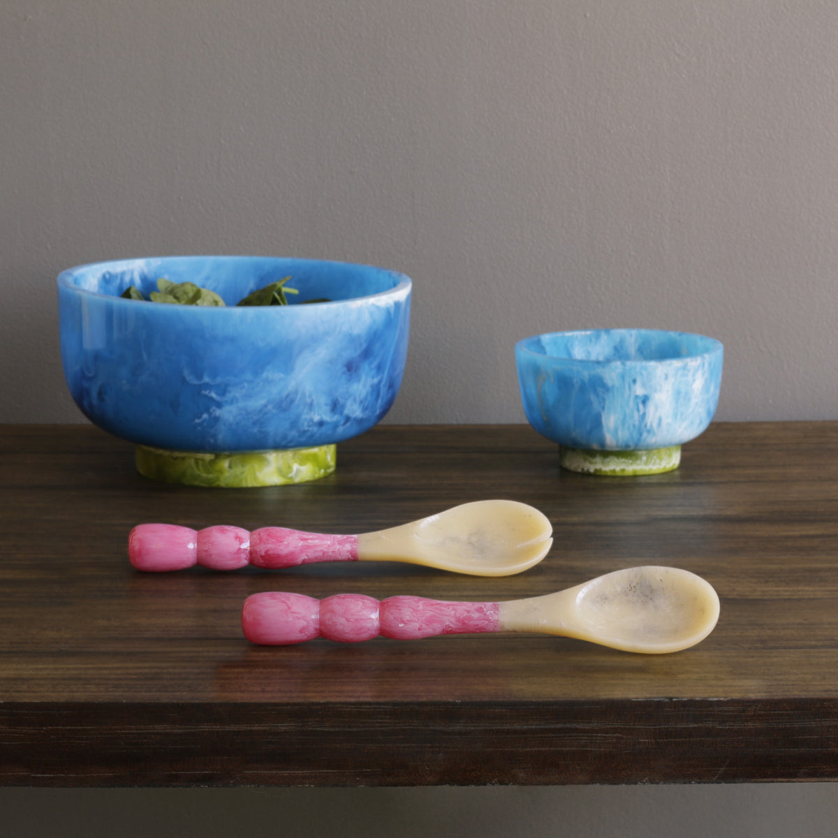 RESIN Rio Small Bowl with Base (Blue and Green)