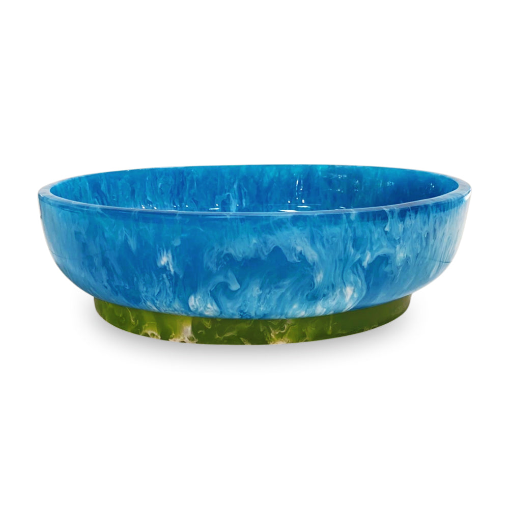 RESIN Rio Large Oval Bowl with Base (Blue and Green)