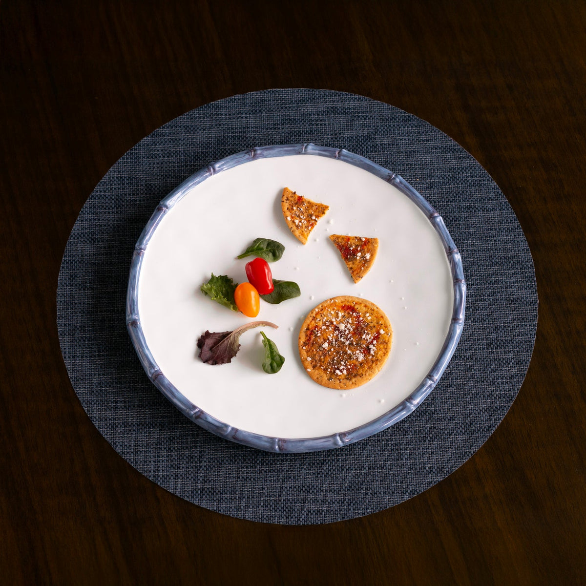 VIDA Bamboo Dinner Plate Set of 4 (White and Blue)