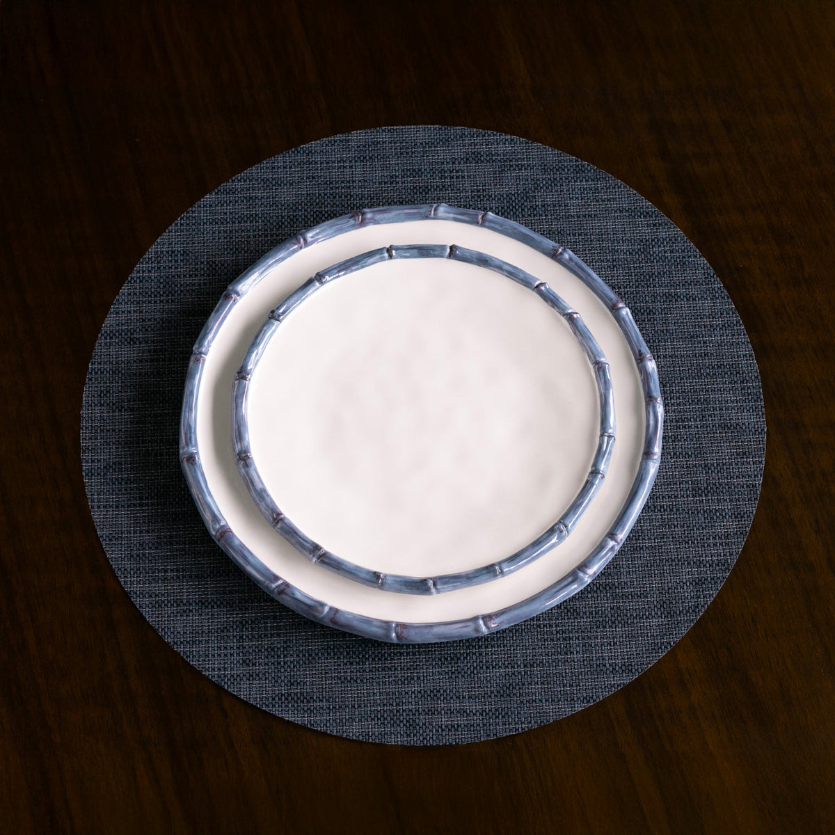 VIDA Bamboo Salad Plate Set of 4 (White and Blue)
