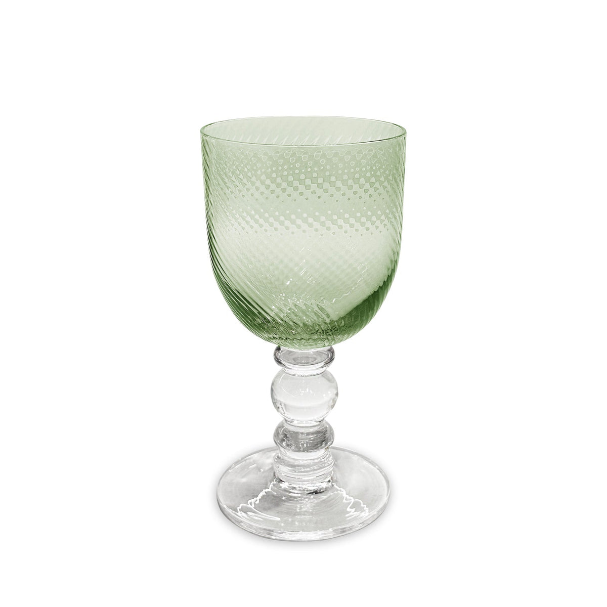 GLASS French Swirl Wine Set of 4 (Green) 8 fl oz