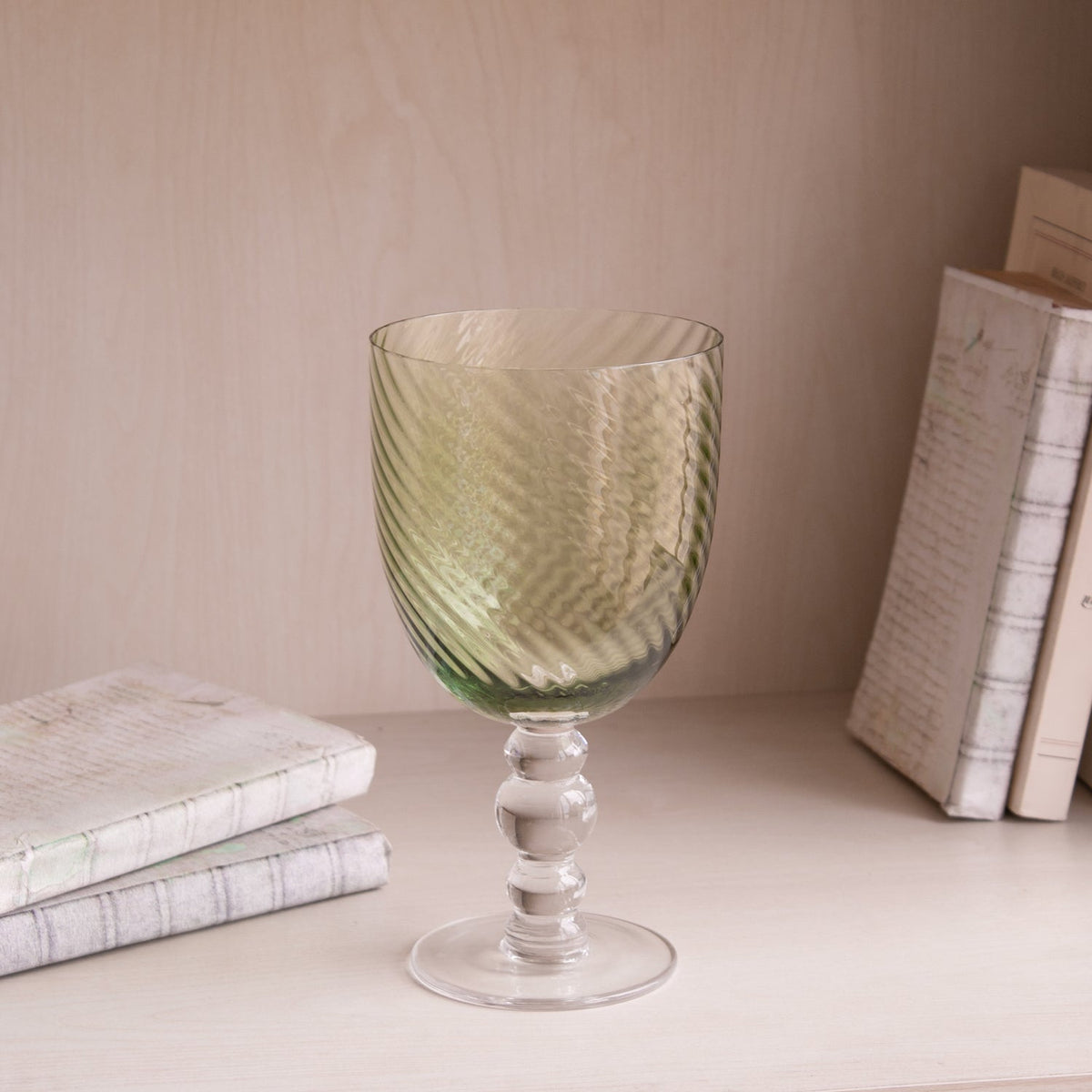 GLASS French Swirl All Purpose Set of 4 (Green) 20 fl oz