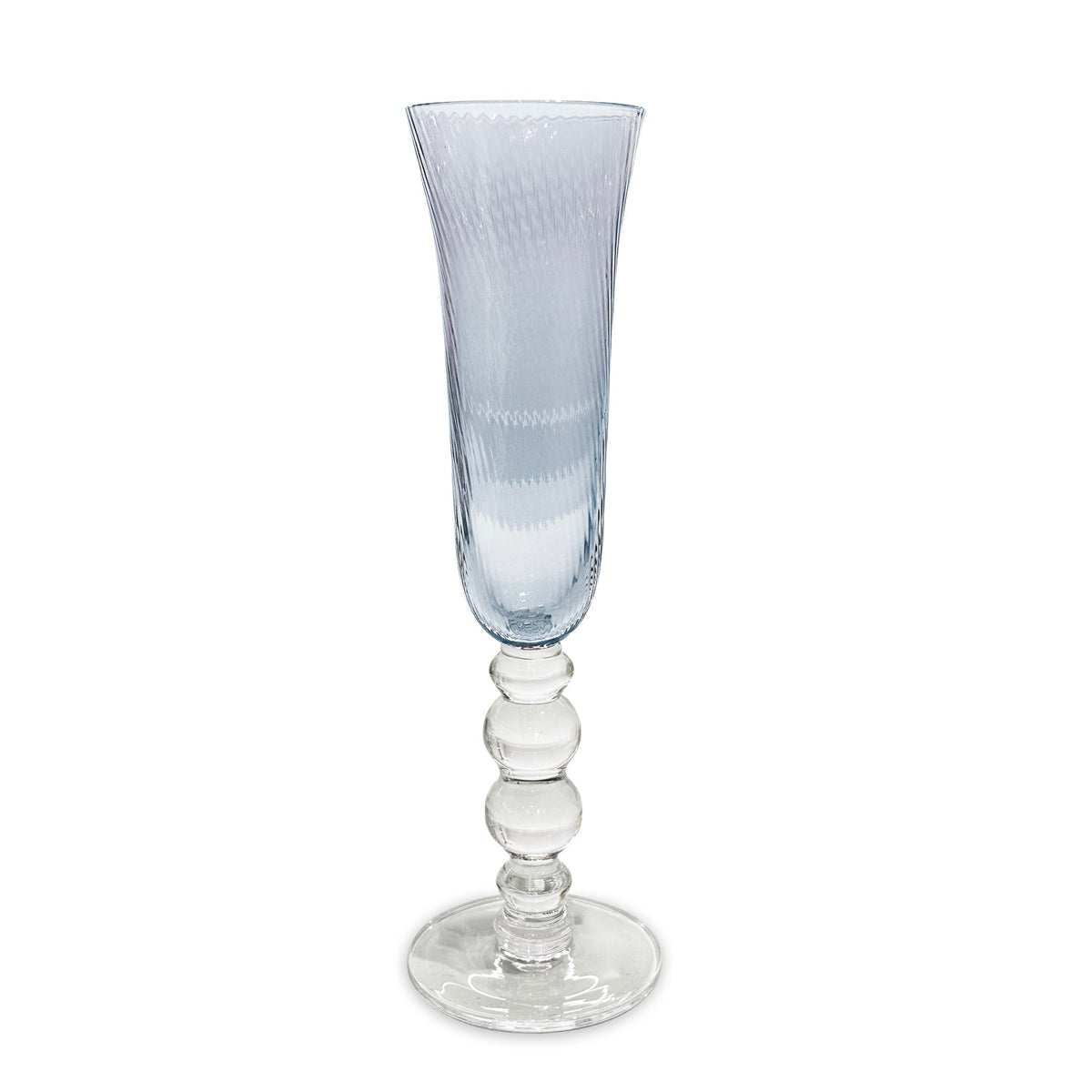 GLASS French Swirl Champagne Flute Set of 4 (Blue) 6 fl oz