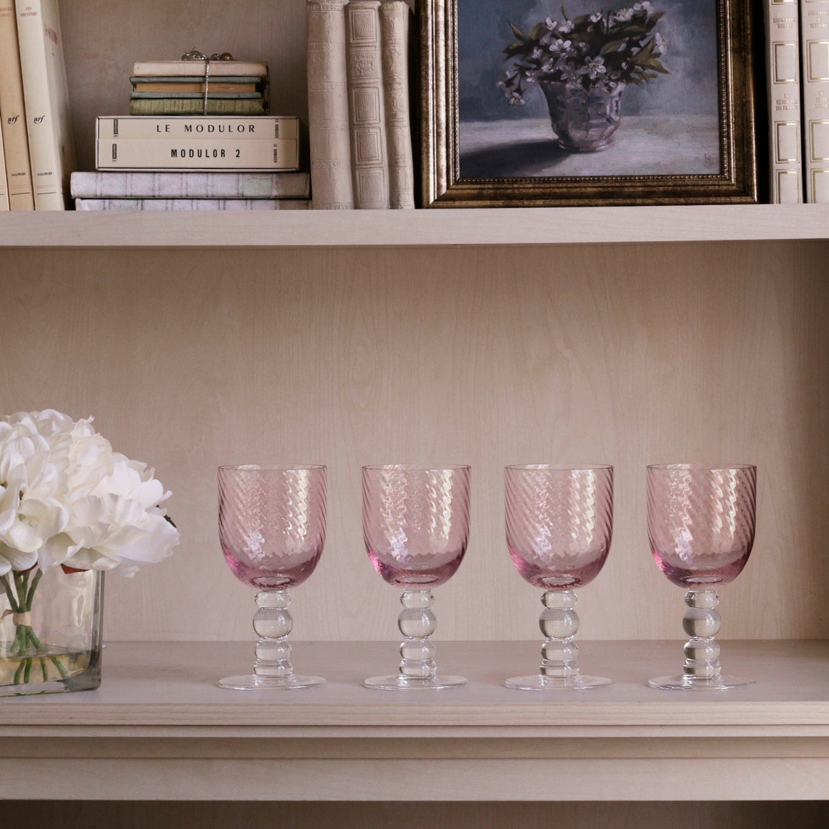 GLASS French Swirl Wine Set of 4 (Pink) 8 fl oz