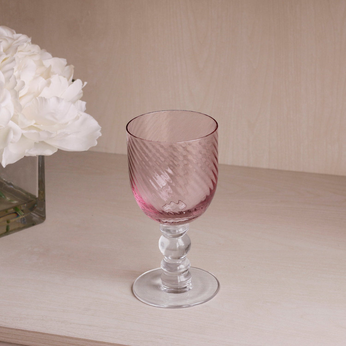 GLASS French Swirl Wine Set of 4 (Pink) 8 fl oz
