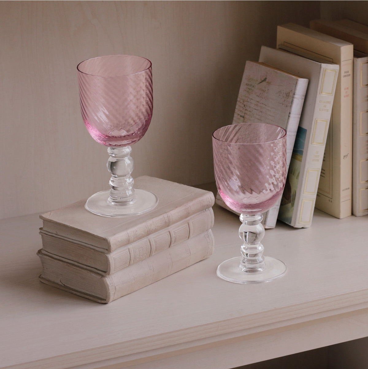 GLASS French Swirl Wine Set of 4 (Pink) 8 fl oz