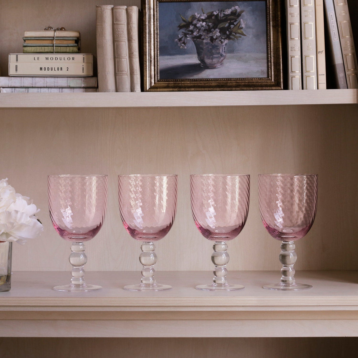 GLASS French Swirl All Purpose Set of 4 (Pink) 20 fl oz