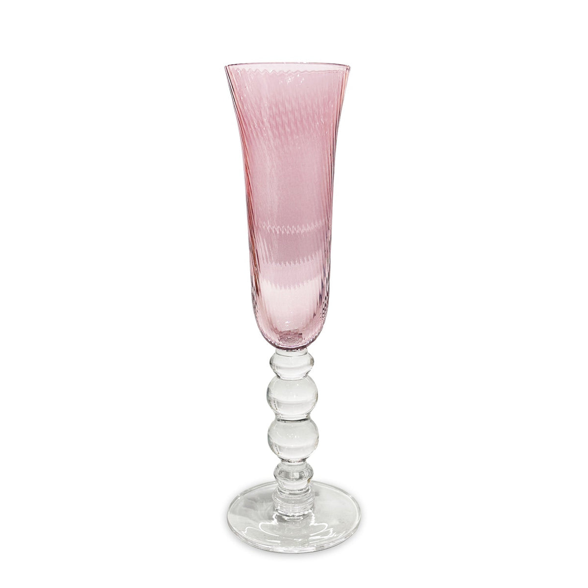 GLASS French Swirl Champagne Flute Set of 4 (Pink) 6 fl oz