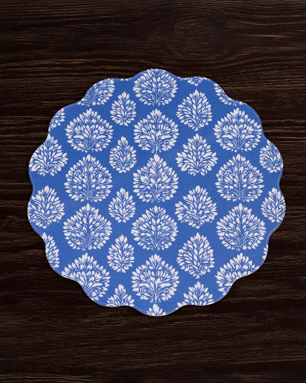 VIDA Chinoiserie Reversible  Round Placemats Set of 4 Blue & White