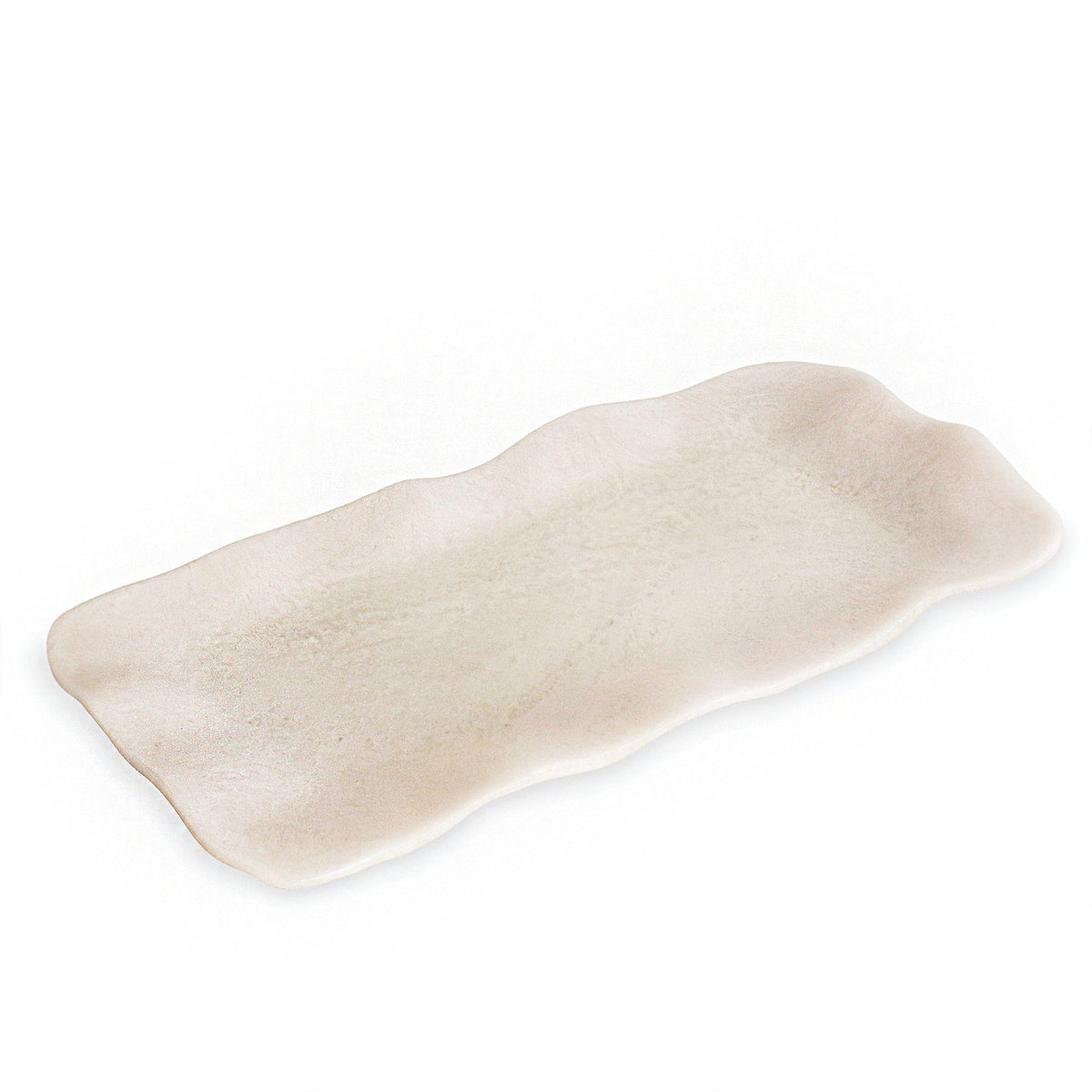 RESIN Alabaster Long Rectangle Tray White Swirl