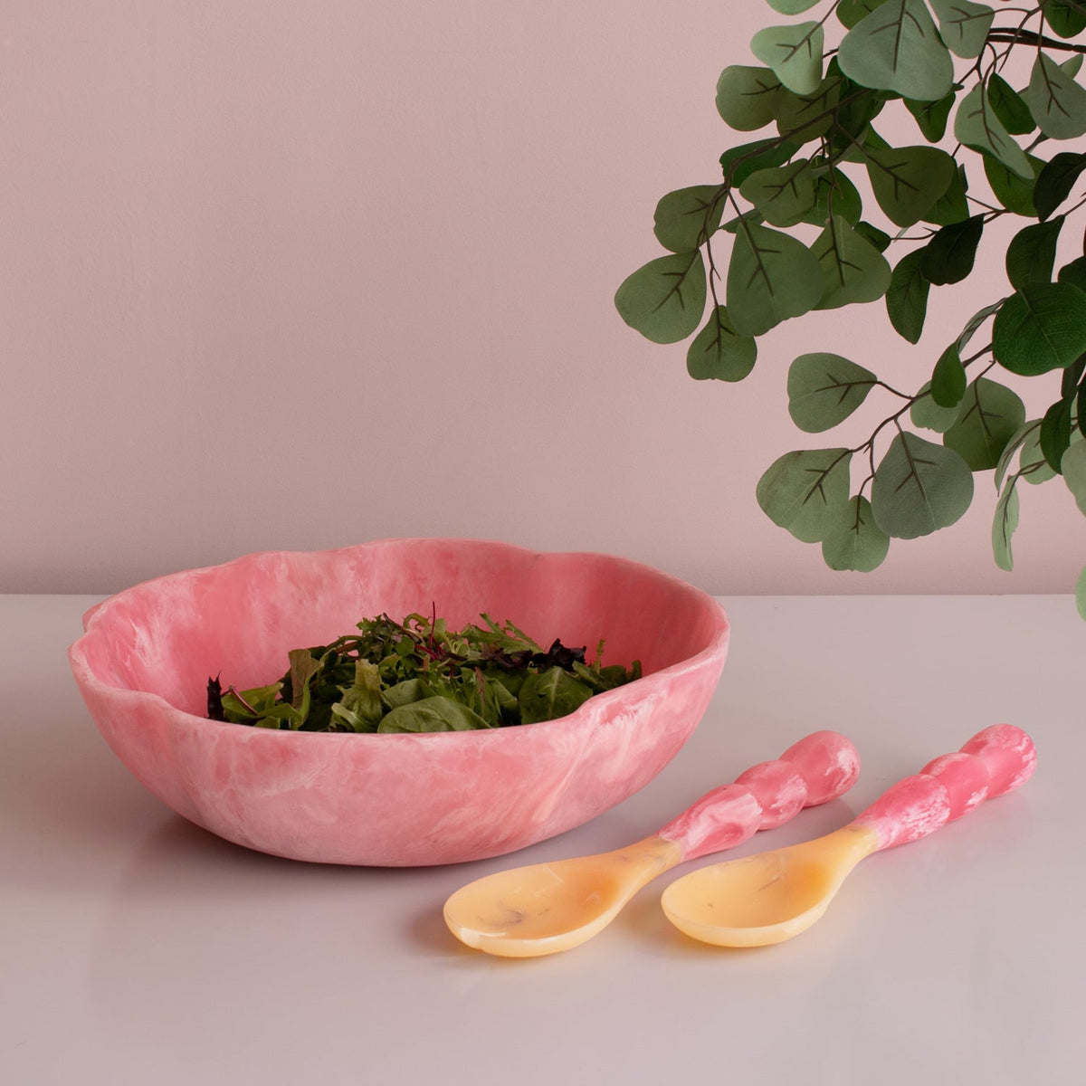RESIN Sorbet Salad Servers Raspberry