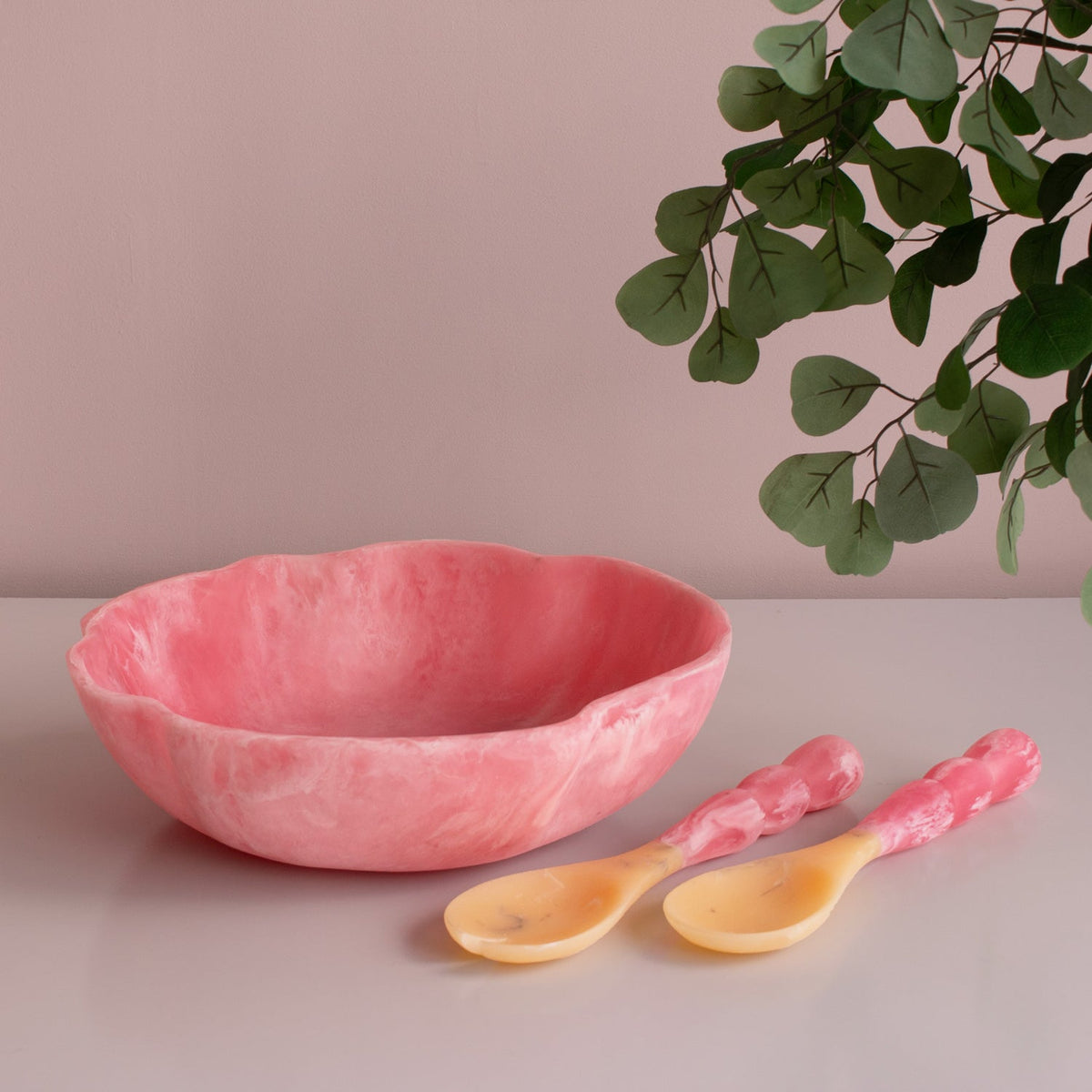 RESIN Sorbet Salad Servers Raspberry