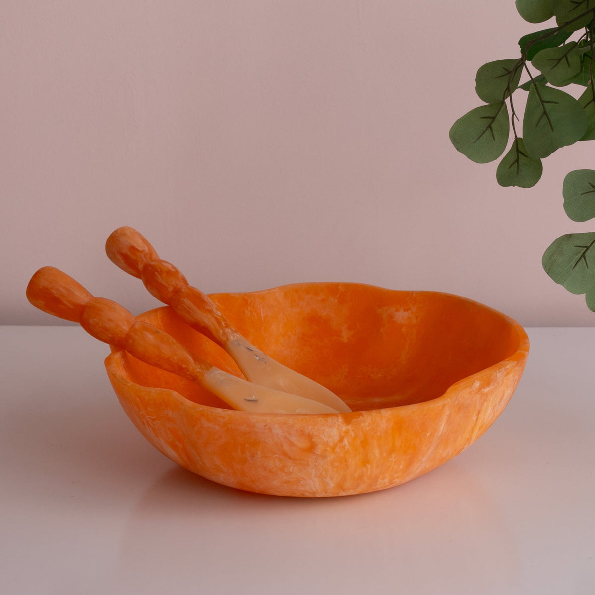 RESIN Sorbet Salad Servers Tangerine
