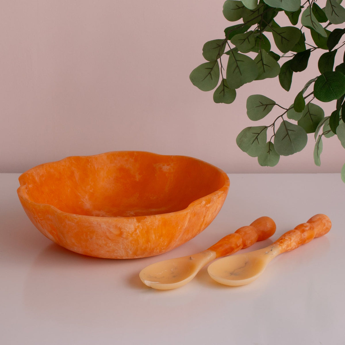RESIN Sorbet Salad Servers Tangerine