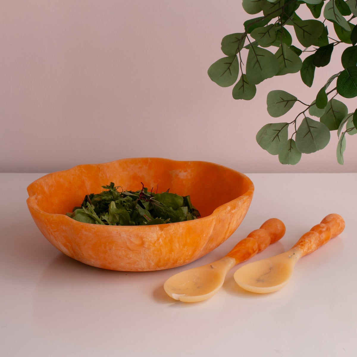 RESIN Sorbet Salad Servers Tangerine
