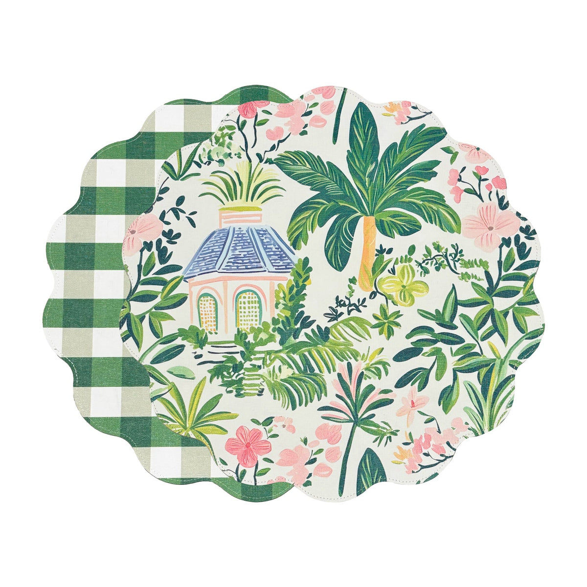 VIDA Cabana Reversible Round Placemats Set of 4 Pink & Green