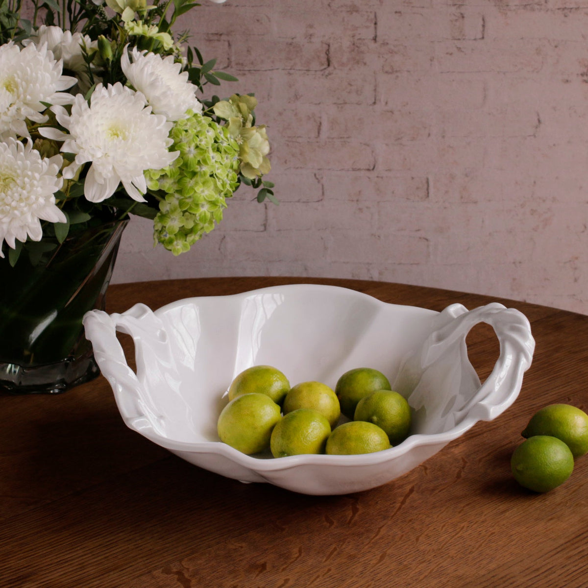 VIDA Sasha Round Large Bowl with Handles White