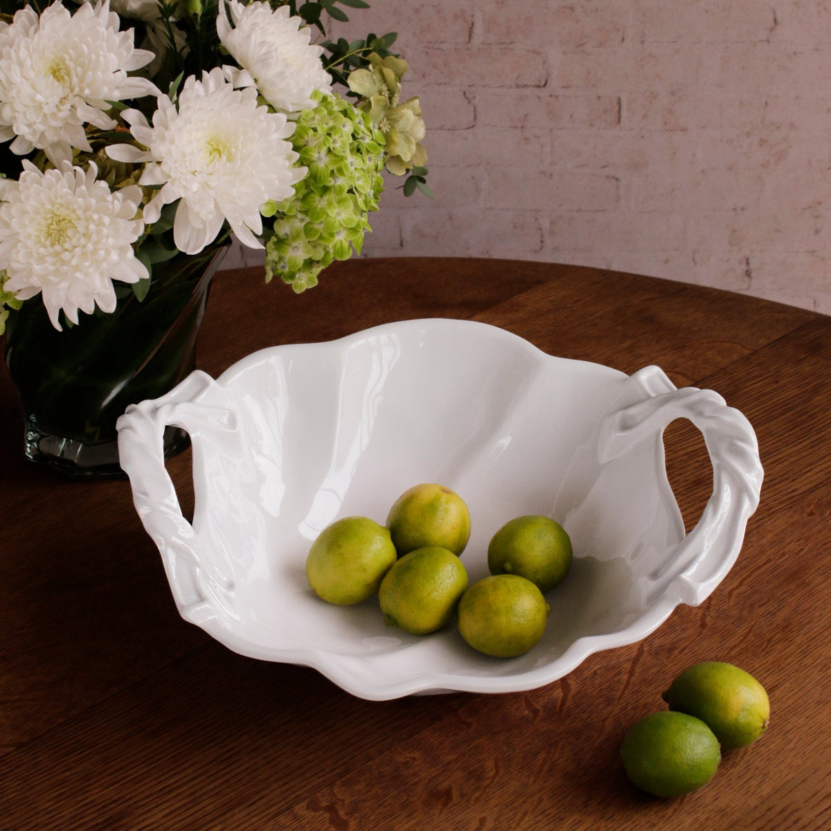 VIDA Sasha Round Large Bowl with Handles White