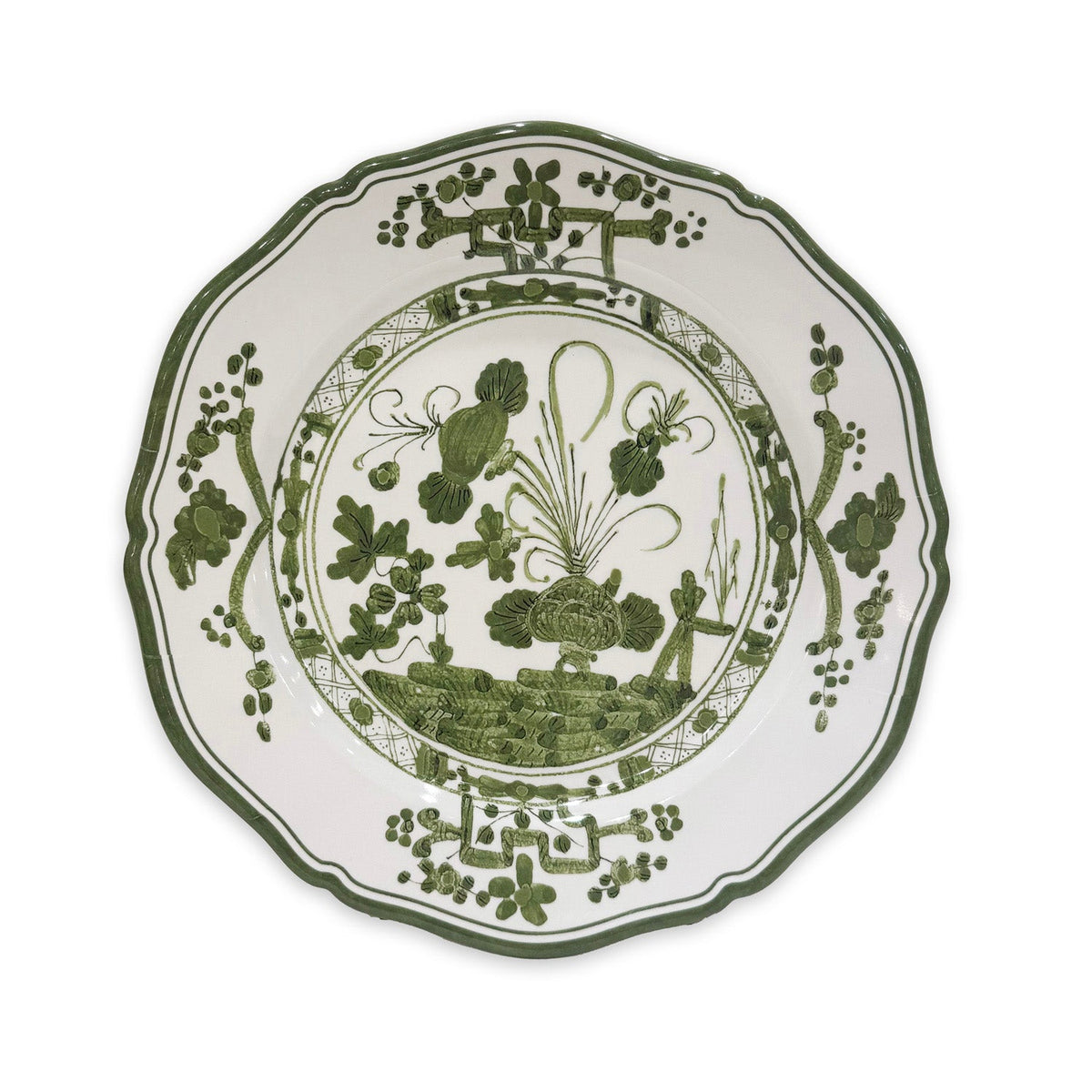 VIDA Faenza Dinner Plate Set of 4 (White and Green)