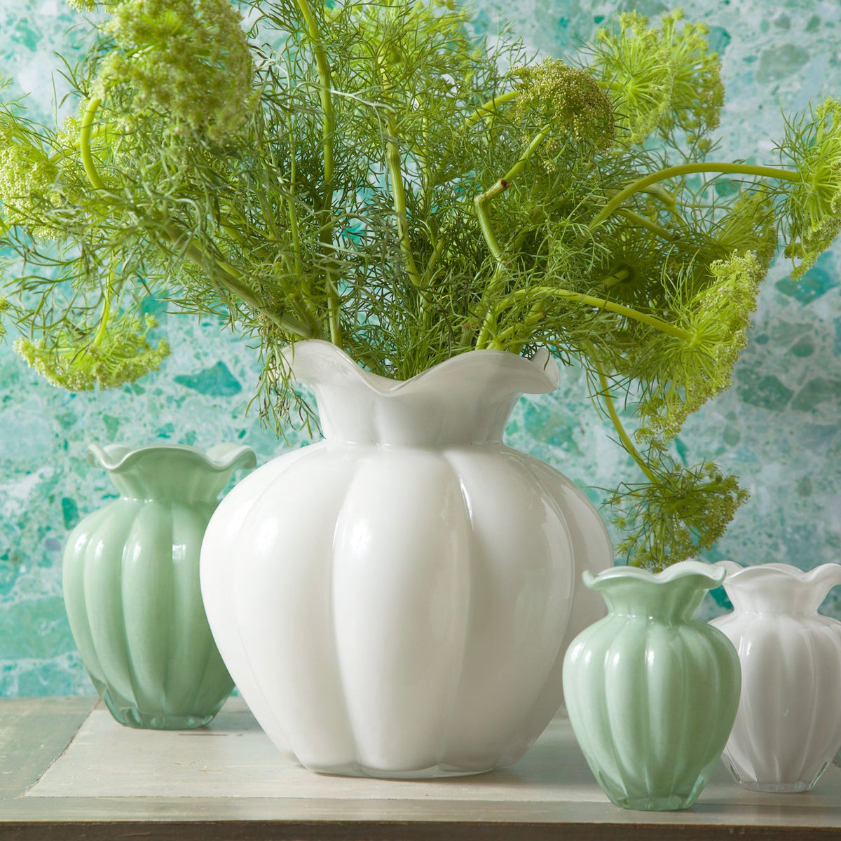 GLASS Petal Small Vase Set of 2 (Pistachio)