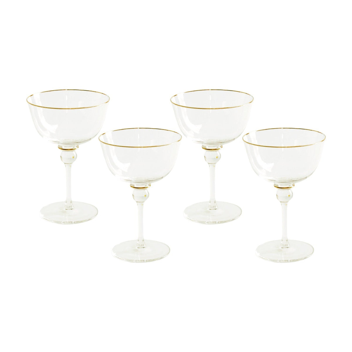 GLASS Lucette Coupe with Gold Rim Set of 4 (Clear and Gold) 10 fl oz