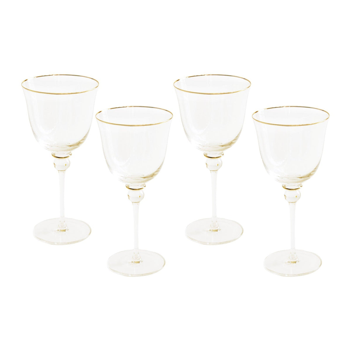 GLASS Lucette All Purpose Glass with Gold Rim Set of 4 (Clear and Gold) 12 fl oz