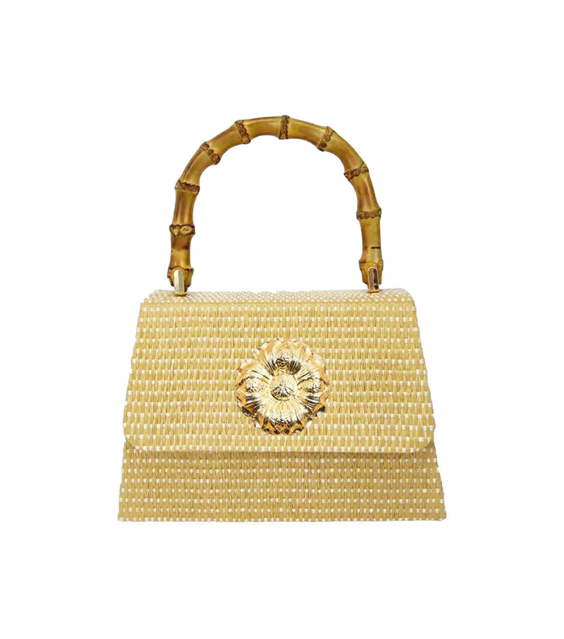 Straw Lulu Bag with Bamboo Handle