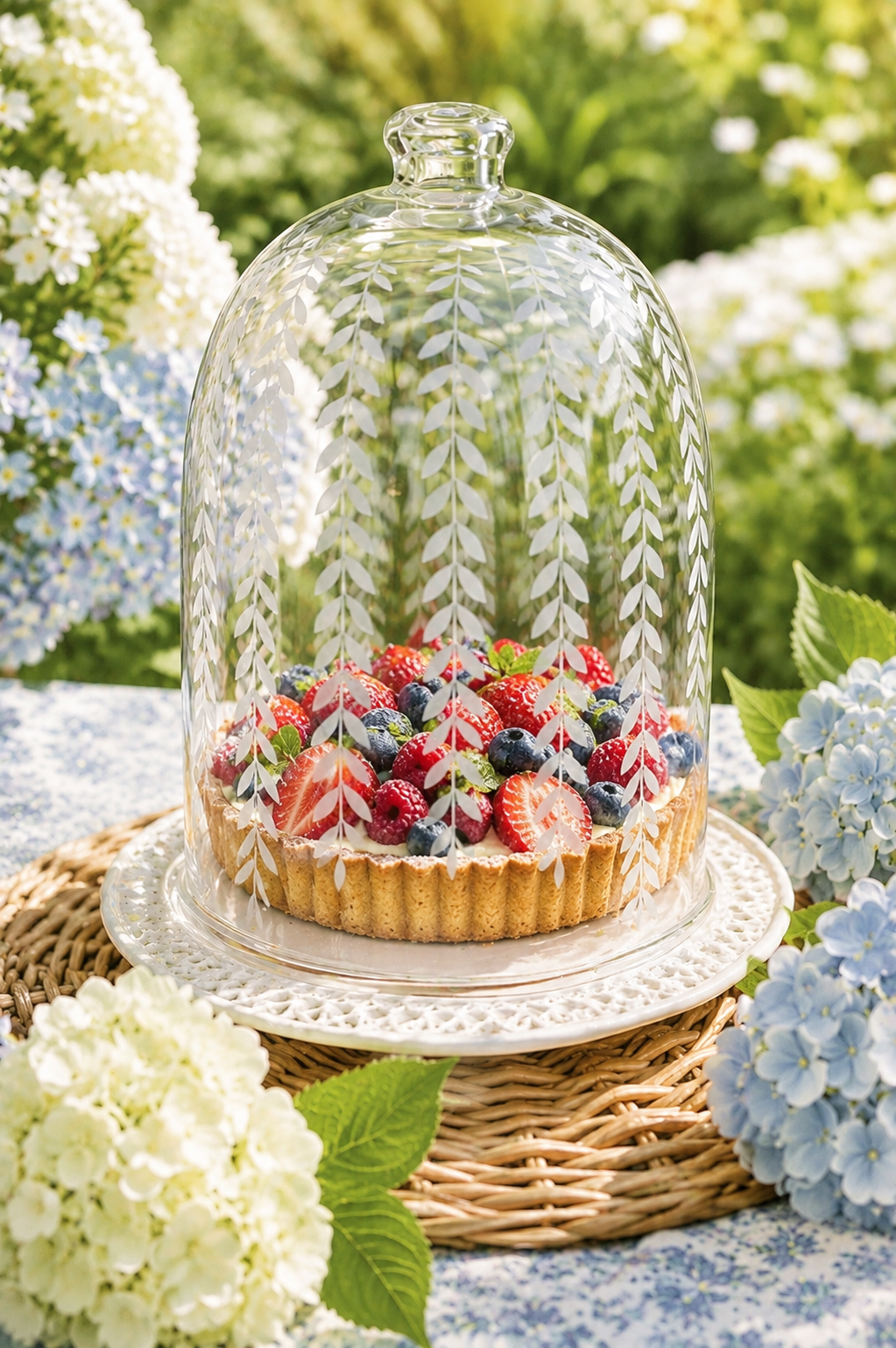 Vertical Leaf Etched Glass Dome
